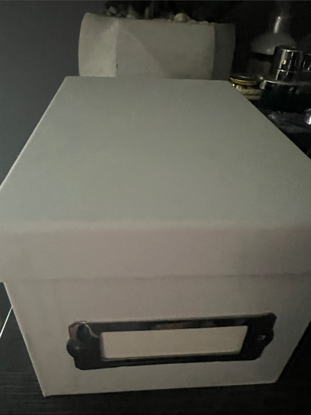 5/$10 photo Home Storage Decorative File Box in Cream with Label Holder